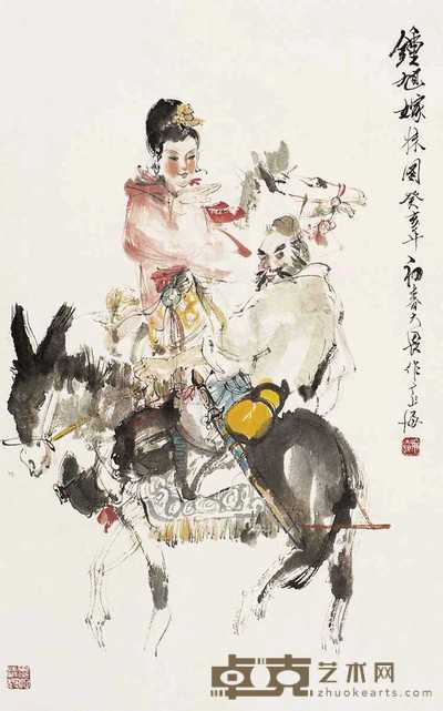 施大畏 1983年作 钟馗嫁妹 立轴 75×47cm